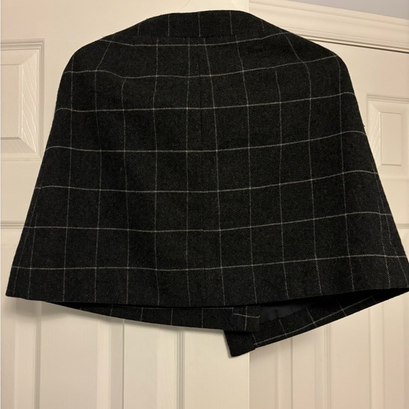 J. Crew plaid windowpane mini skirt grey & white, with wrap size 0 - Picture 6 of 7